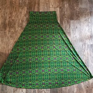 LuLaRoe Maxi Skirt Green Pattern Medium
